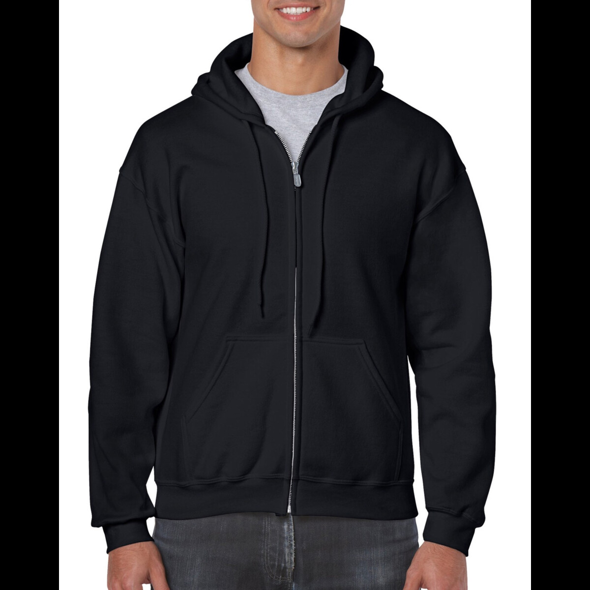 Gildan Mens Zip Hooded Sweatshirt Front