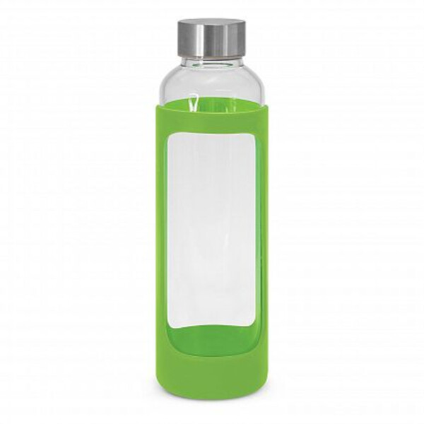 Premium Glass 600ml Water Bottle with silicone case Front 1 Colour Print Only