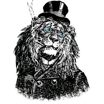 Sir Lion Head Blue Glasses Rough Edge Thumbnail